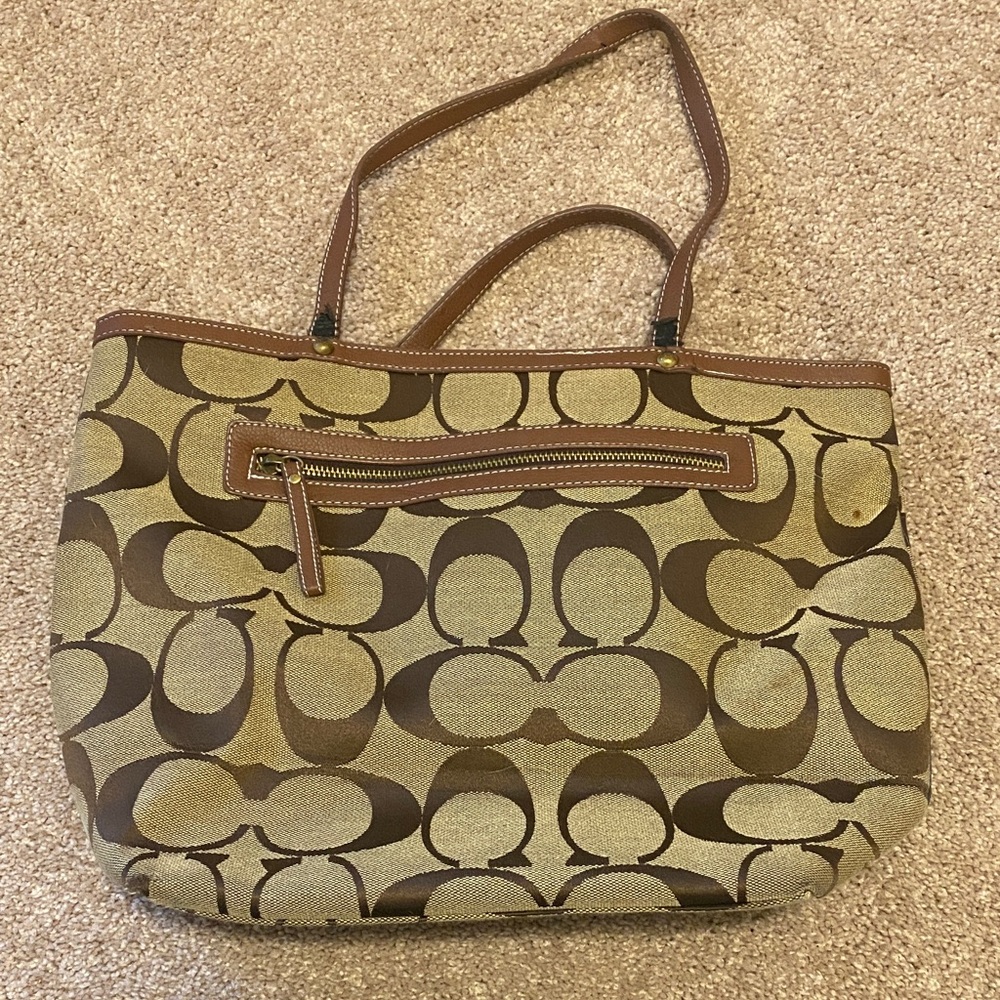 Coach Brown and Multicolor Patchwork Tote - image 3